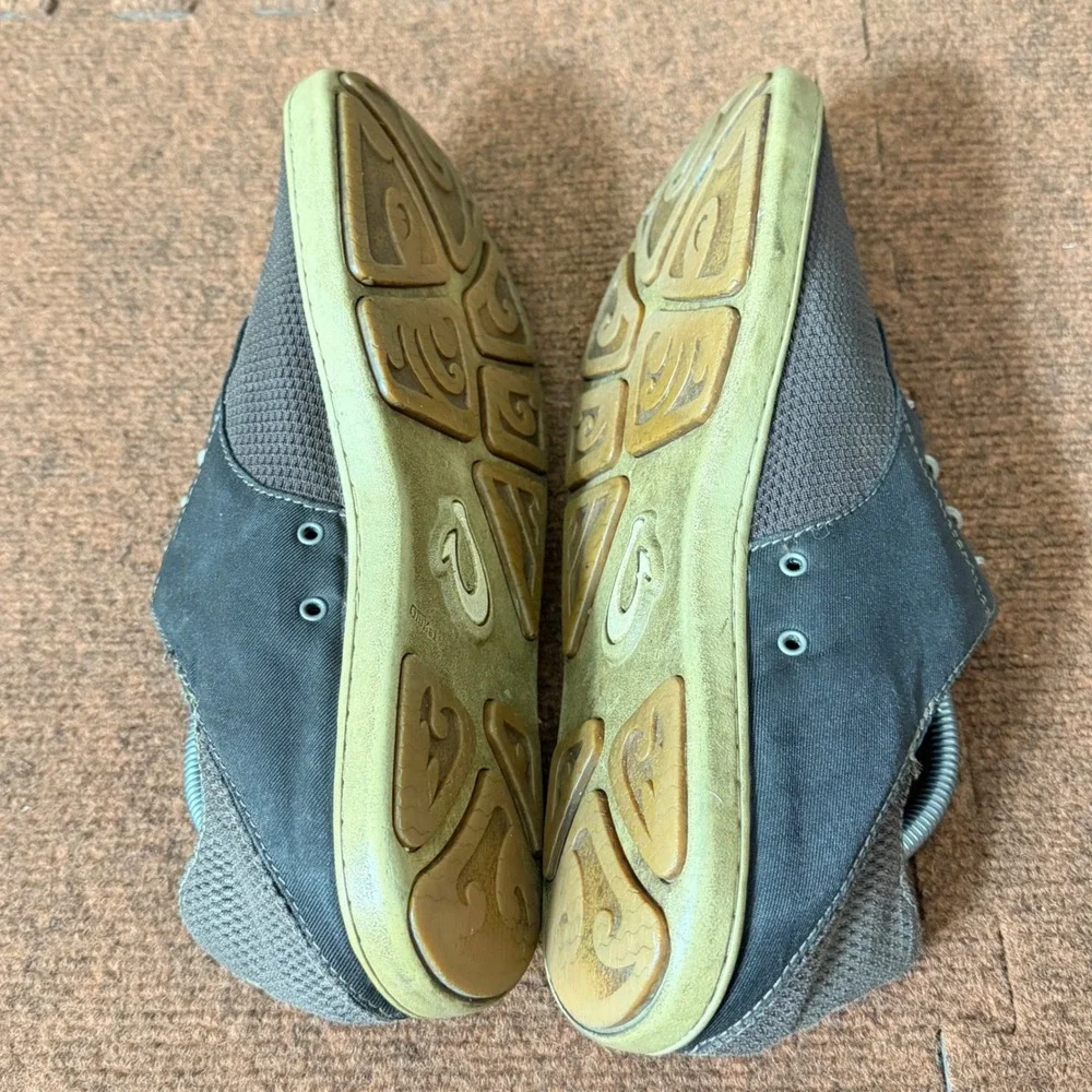 OluKai Nohea Moku Mens 10 Gray Mesh Water Ready Boat Shoes Sneakers Drop-In Heel